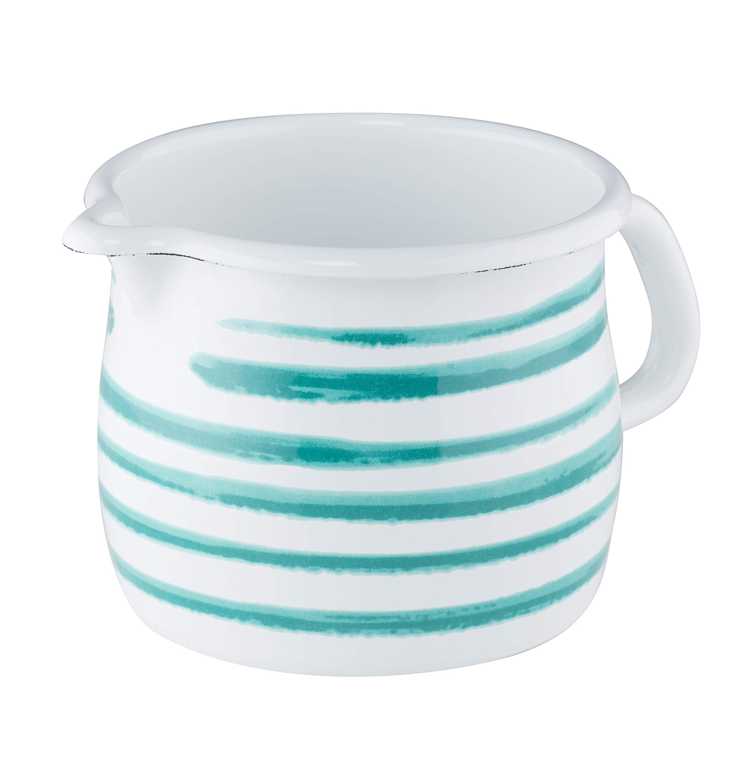 riess-0093-048-schnabeltopf-gebaucht-10-cm-0-75-liter-gr-n-geflammt-wei-emaille image 1
