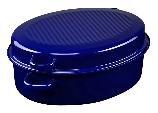 riess-classic-g-nsebr-ter-oval-42-cm-9-l-emaille-blau-induktion-mit-deckel image 1