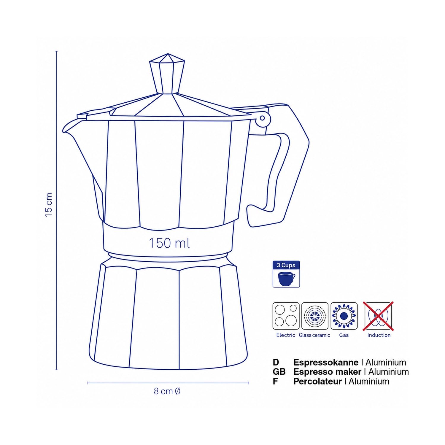 kela-espressokocher-italia-3-tassen-150-ml-aluminium image 3