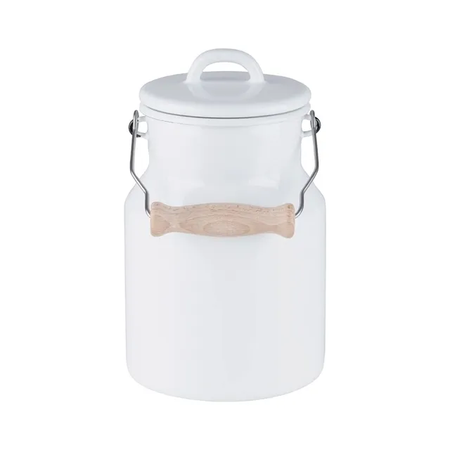 riess-classic-wei-oma-s-milchkanne-1-5-liter-emaille-mit-deckel-und-holzgriff image 1