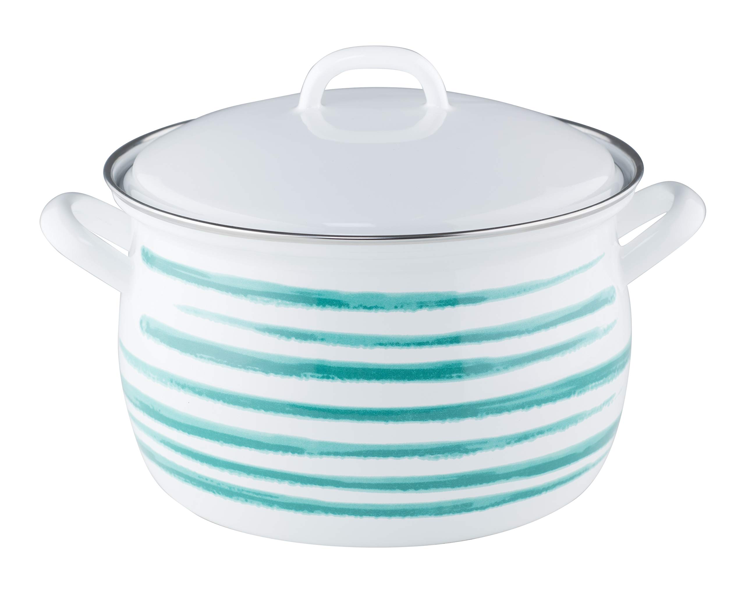 riess-0166-048-fleischtopf-mit-deckel-20-cm-3-5-liter-emaille-country-gr-n-gefla image 1