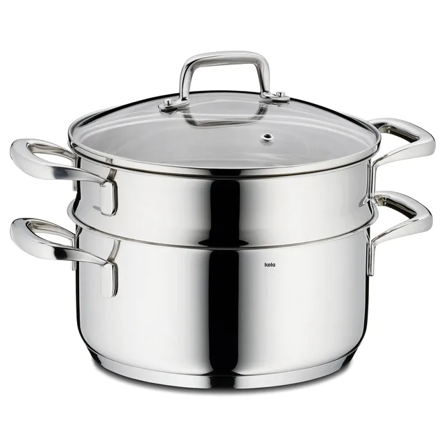 kela-flavoria-dampfgarer-topf-20-cm-2-4-l-induktion-mit-einsatz-und-glasdeckel image 1