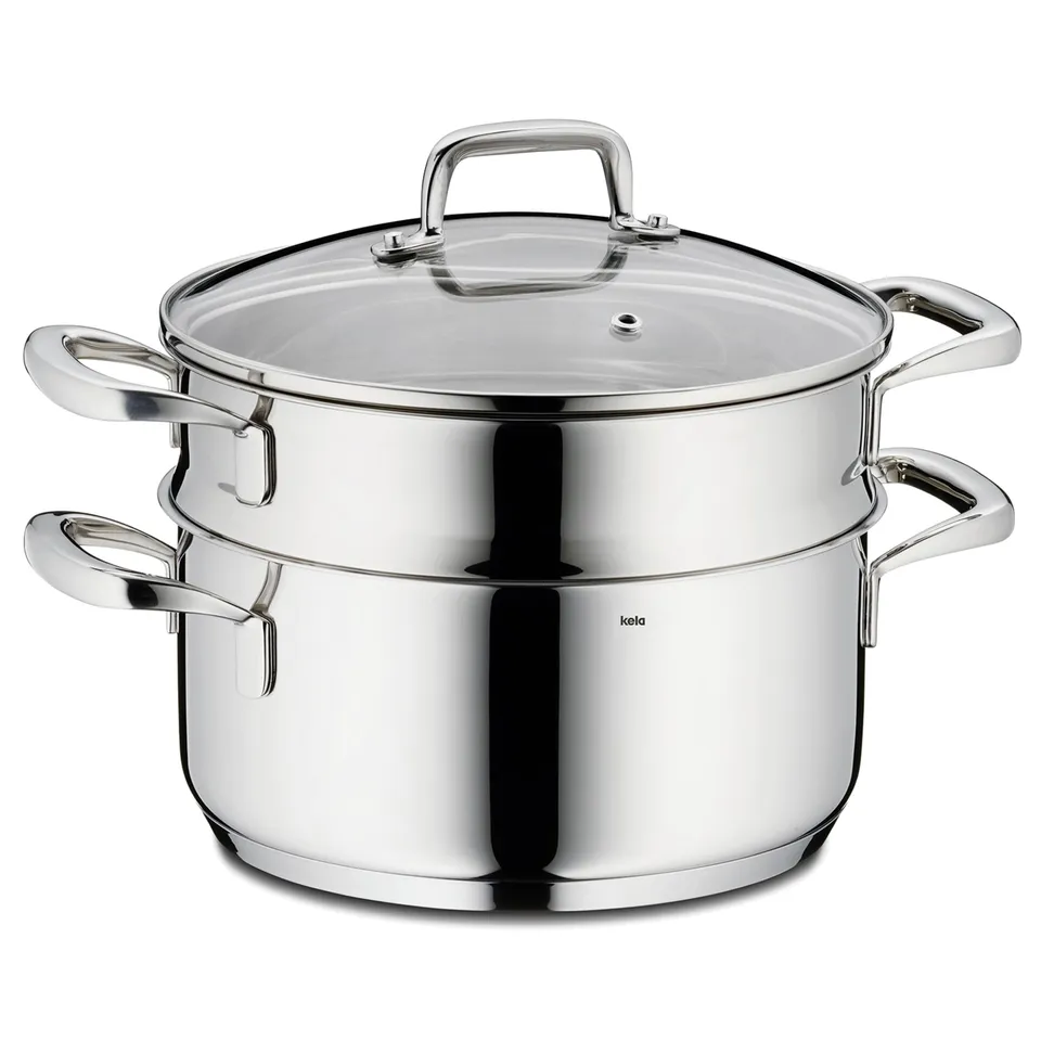 kela-flavoria-dampfgarer-topf-20-cm-2-4-l-induktion-mit-einsatz-und-glasdeckel image 1