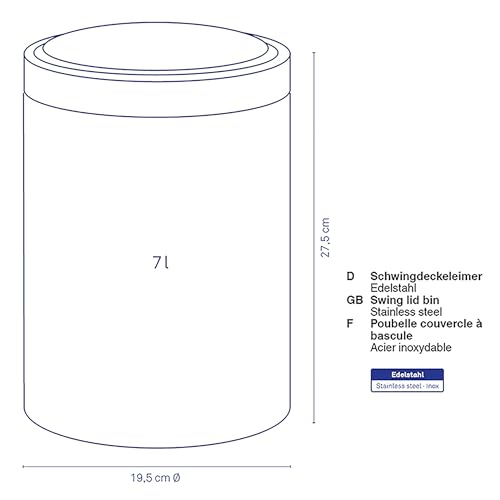 kela-ari-kosmetikeimer-7-liter-edelstahl-matt-mit-schwingdeckel image 8