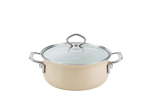 riess-nouvelle-cappuccino-kasserolle-16-cm-mit-glasdeckel-emaille image 1
