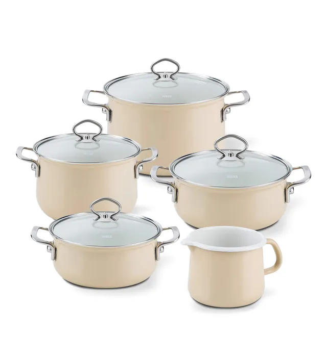 riess-nouvelle-familienset-5-teilig-cappuccino-emaille-topf-set image 1
