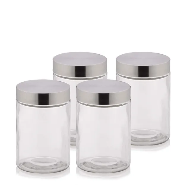 kela-bera-vorratsdosen-set-4x-1-2-l-glas-rund-mit-edelstahldeckel image 1