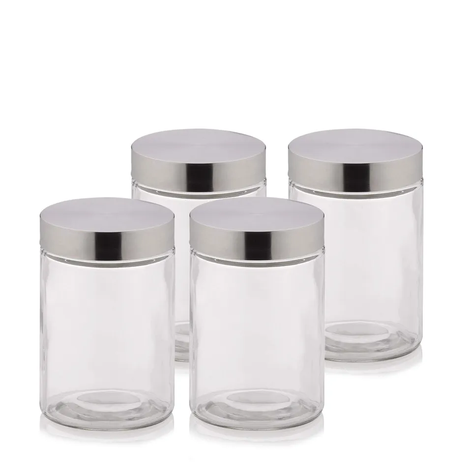 kela-bera-vorratsdosen-set-4x-1-2-l-glas-rund-mit-edelstahldeckel image 1