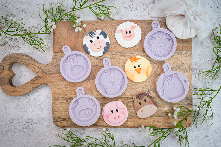 karen-davies-farm-animal-faces-silikonformen-set-kuh-schwein-huhn-u-a image 1