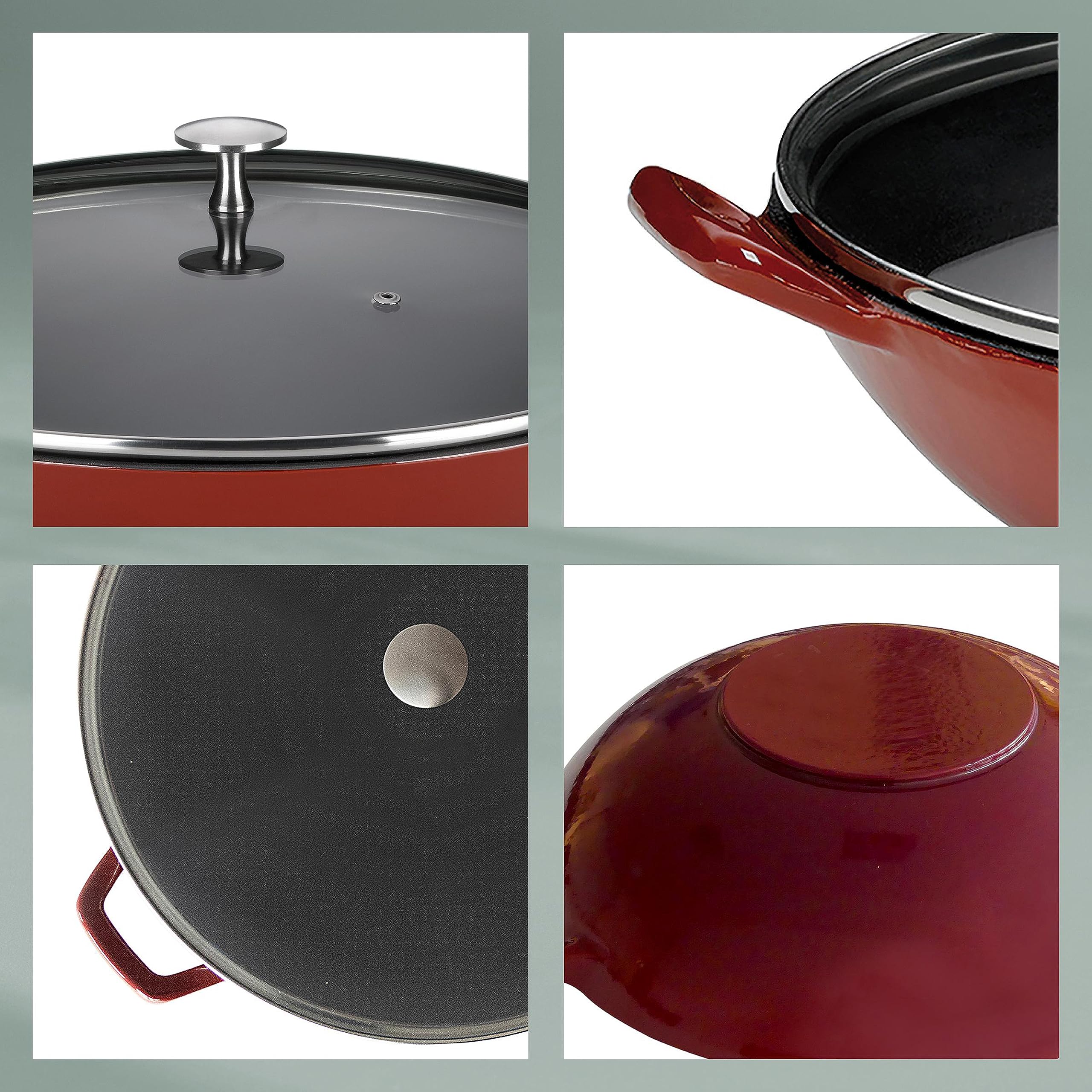 kela-calido-wok-36-cm-4-l-gusseisen-rot-emailliert-mit-glasdeckel-induktion image 6