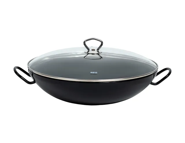 riess-classic-wok-mit-glasdeckel-36-cm-schwarzemaille-4-liter image 1