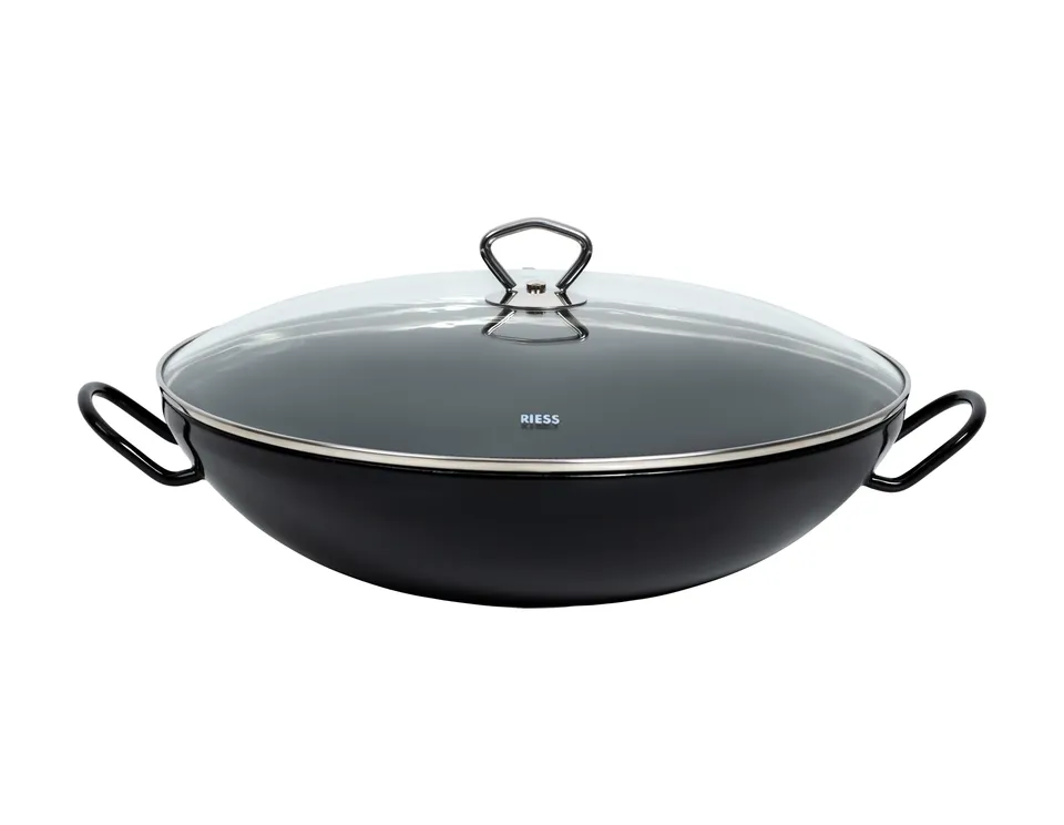 riess-classic-wok-mit-glasdeckel-36-cm-schwarzemaille-4-liter image 1