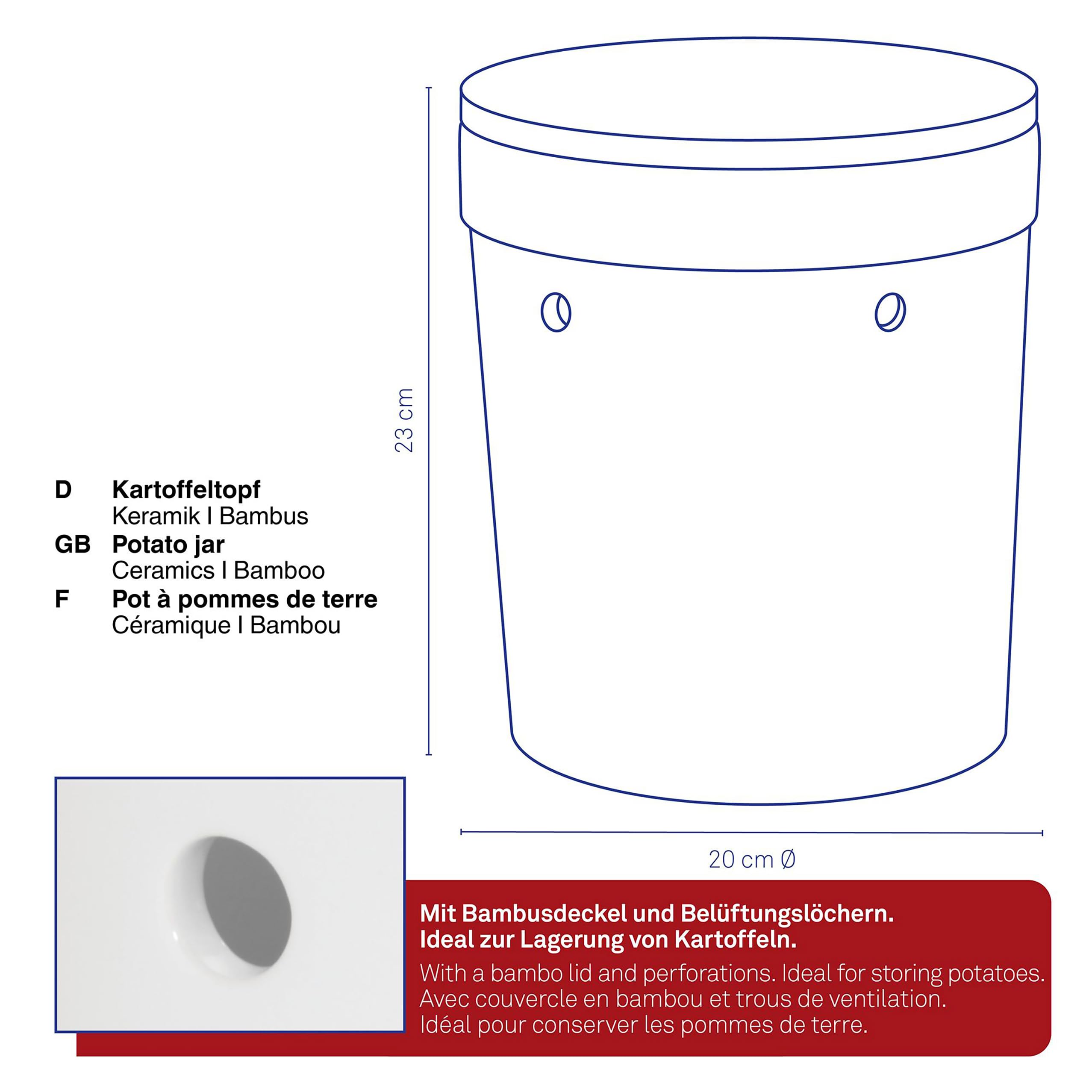 kela-salena-kartoffeltopf-20-cm-keramik-wei-mit-bambusdeckel image 3