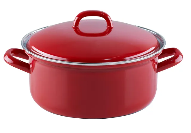 riess-ceramic-glas-red-kasserolle-mit-deckel-16-cm-1-l-emaille-rot image 1