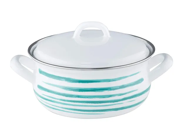 riess-0170-048-kasserolle-mit-deckel-country-gr-n-geflammt-18-cm-1-5-liter-weiss image 1