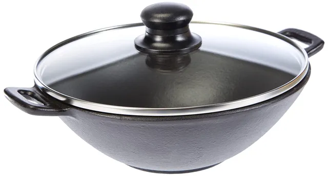 kela-mini-gusseisen-wok-24-cm-1-6-l-mit-glasdeckel-und-zubeh-r image 1