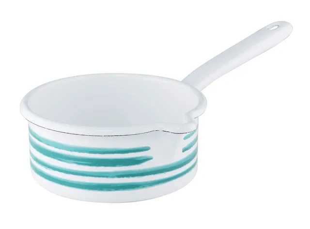 riess-country-stielkasserolle-0-75-liter-14-cm-emaille-milchtopf-wei-gr-n-geflam image 1
