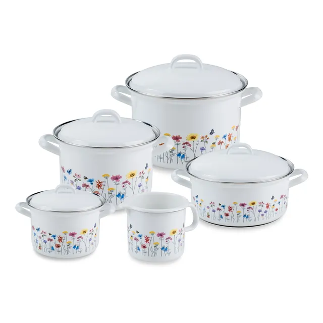riess-flora-5-teiliges-emaille-topfset-kocht-pfe-12-22-cm-stielkasserolle image 1