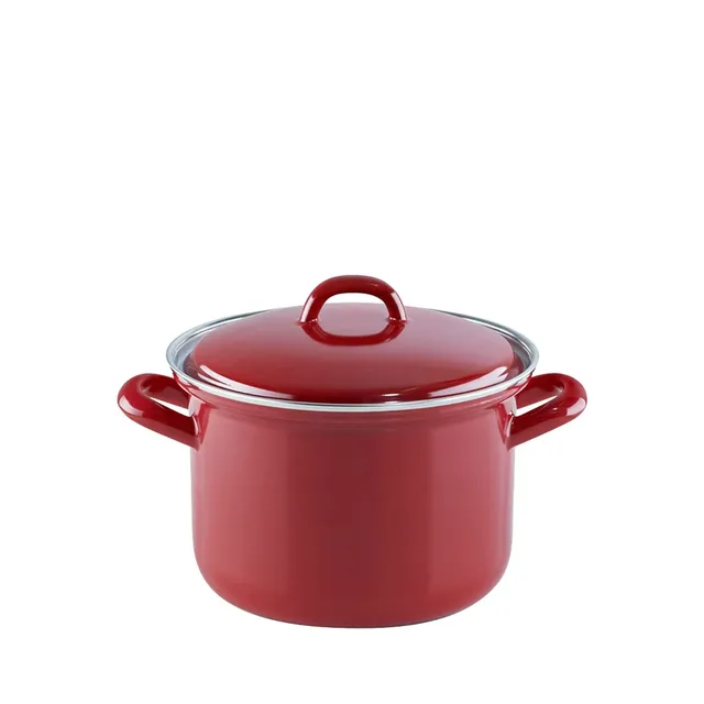 riess-0121-030-fleischtopf-mit-deckel-14cm-1-liter-emaille-rot-weiss image 1