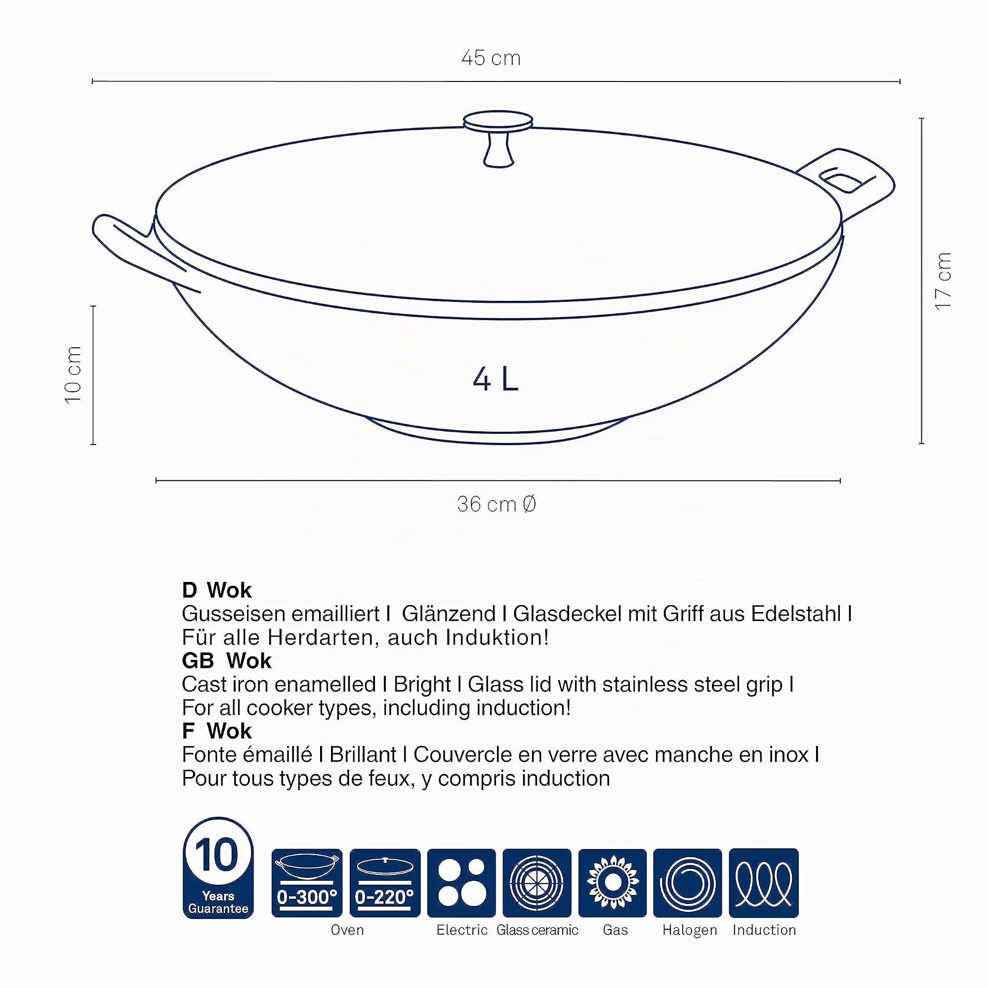 kela-calido-wok-36-cm-4-l-gusseisen-rot-emailliert-mit-glasdeckel-induktion image 3