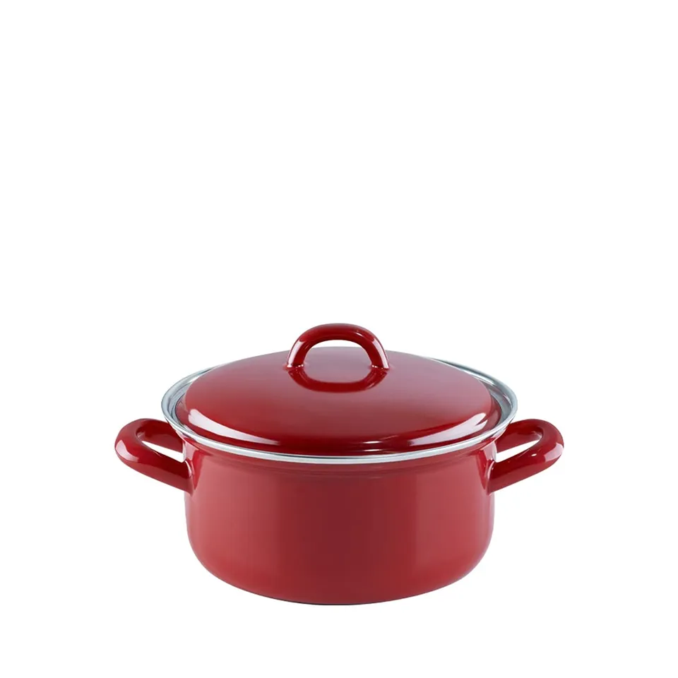 riess-ceramic-glas-red-kasserolle-mit-deckel-14-cm-0-75-l-emaille-rot image 1