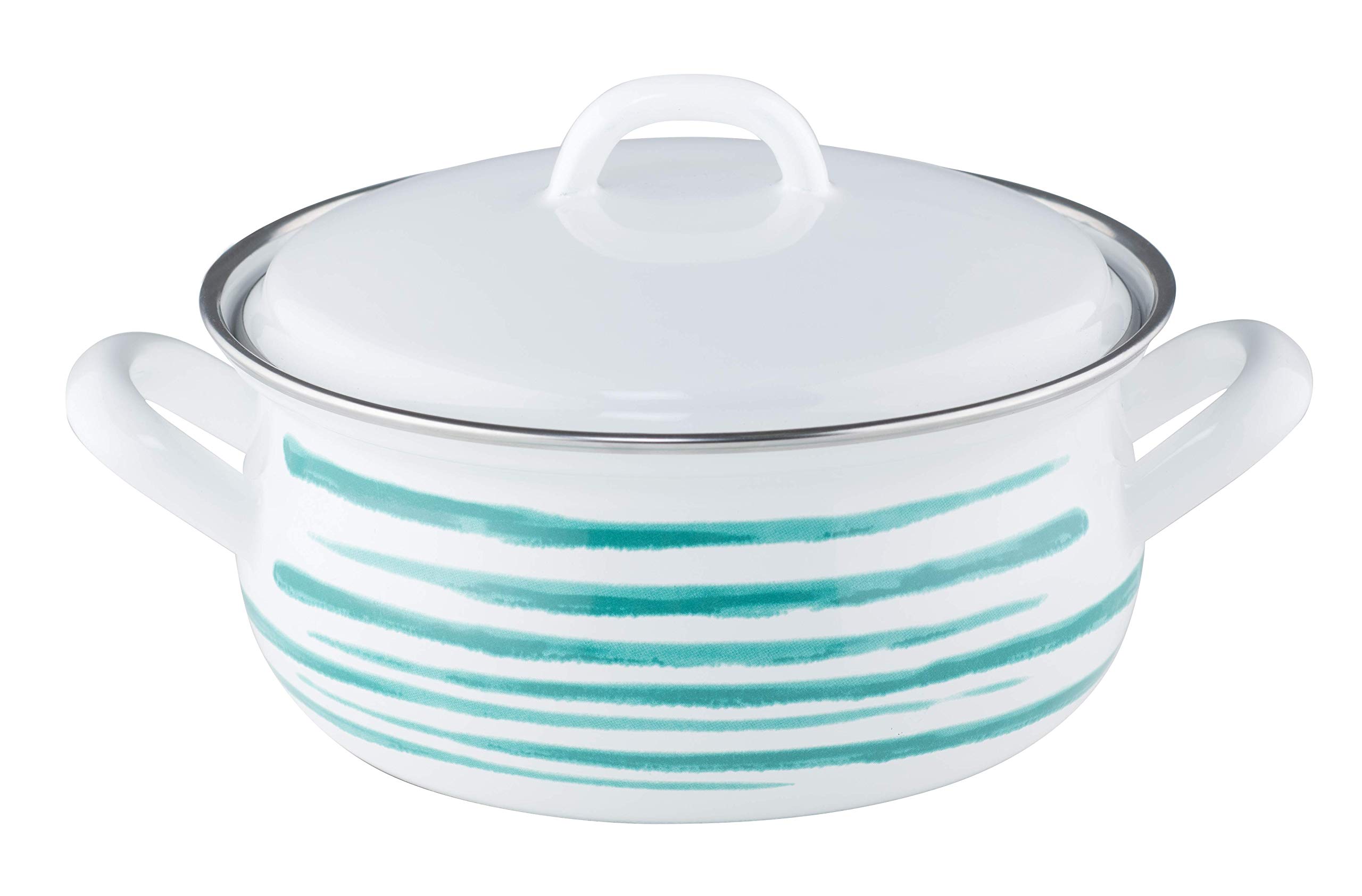 riess-country-kasserolle-mit-deckel-16-cm-1-liter-gr-n-geflammt-emaille image 1
