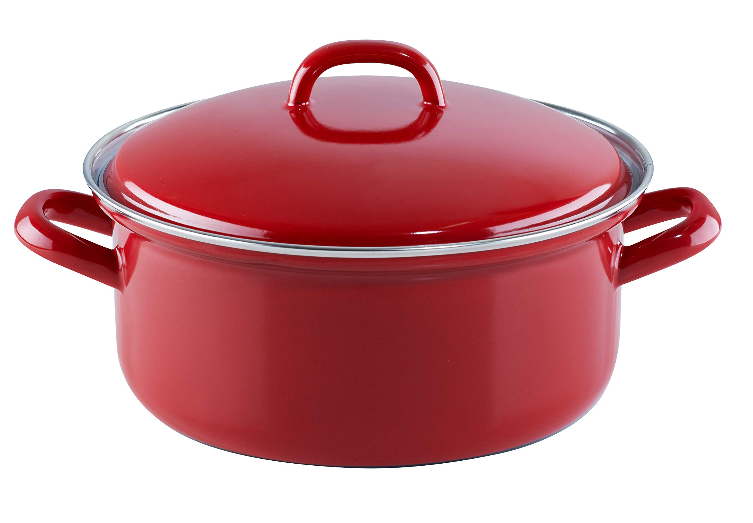 riess-ceramic-glas-red-kasserolle-mit-deckel-16-cm-1-l-emaille-rot image 1
