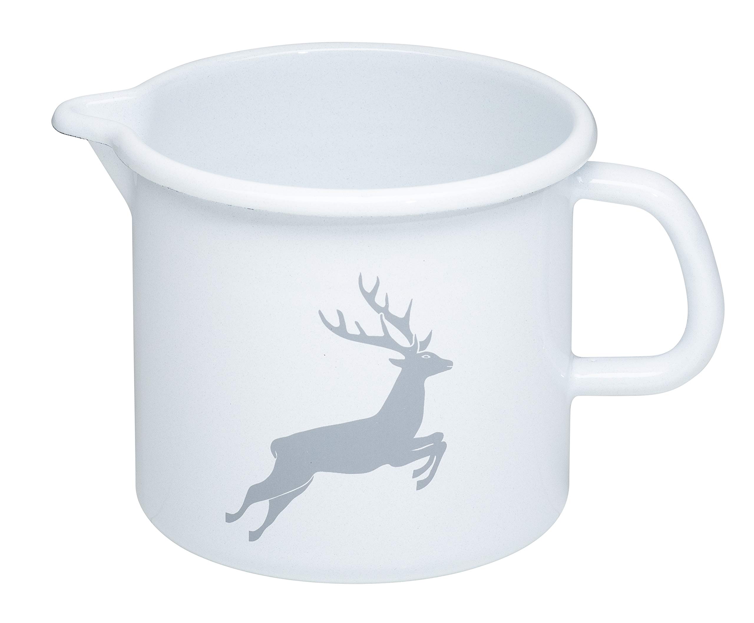 riess-0040-067-schnabeltopf-12-cm-1-liter-wei-mit-hirsch-emaille image 1