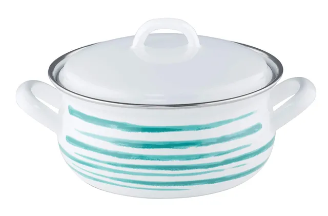 riess-country-kasserolle-mit-deckel-16-cm-1-liter-gr-n-geflammt-emaille image 1