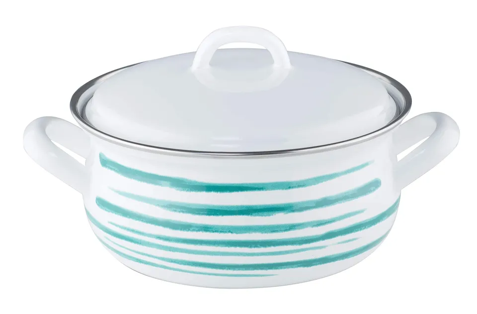 riess-country-kasserolle-mit-deckel-16-cm-1-liter-gr-n-geflammt-emaille image 1