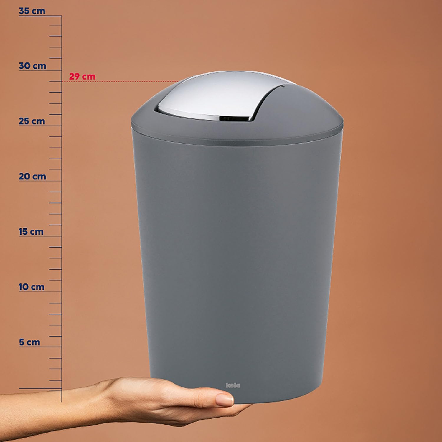 kela-marta-schwingdeckeleimer-5l-kosmetikeimer-grau-matt-kunststoff image 6