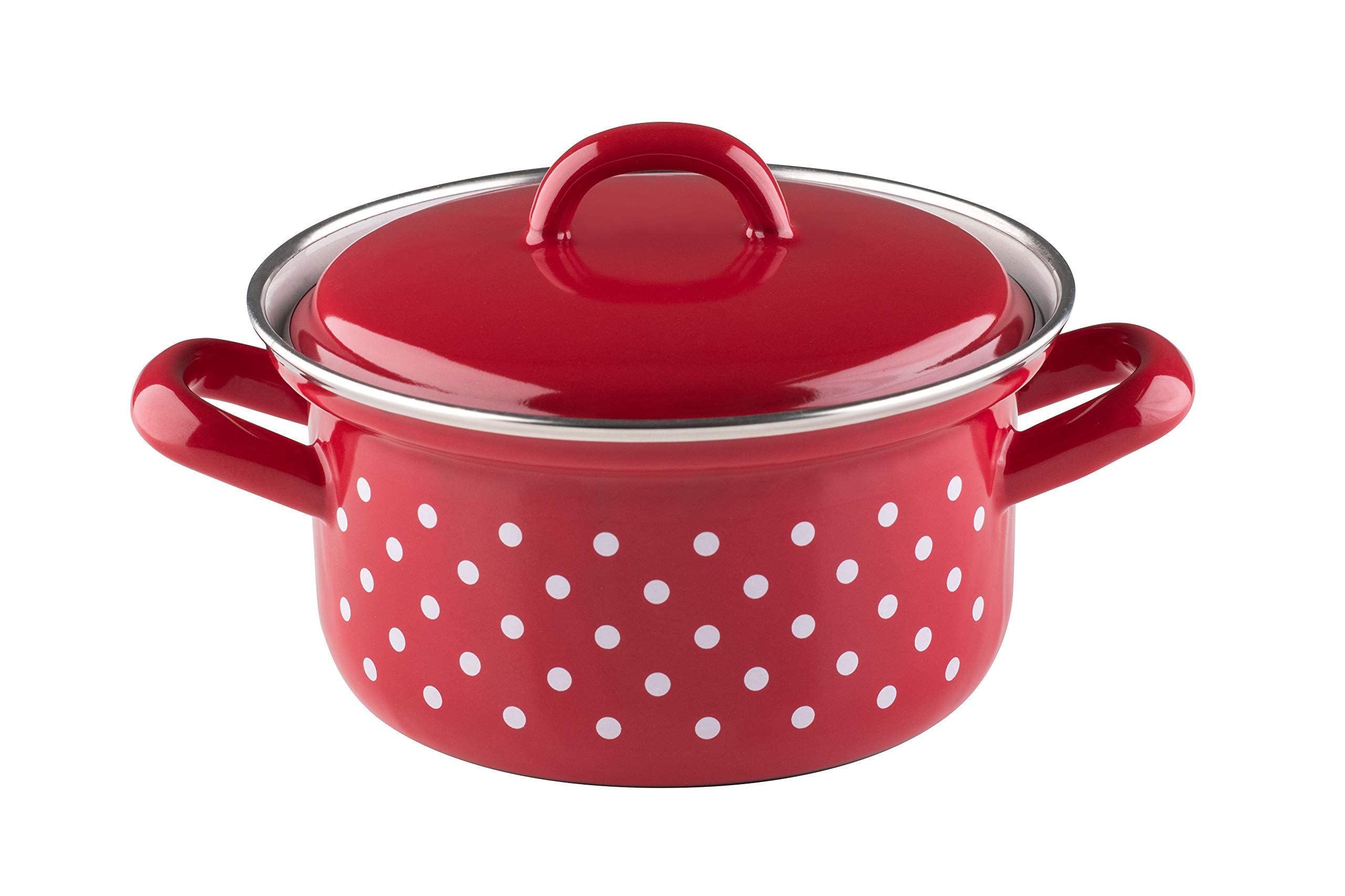 riess-p-nktchen-rot-kasserolle-mit-deckel-14-cm-0-8-l-emaille image 1