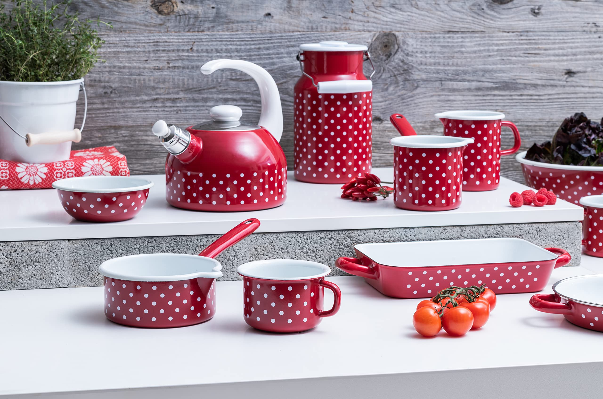 riess-country-p-nktchen-rot-nachttopf-23-cm-2-5-l-emaille-rot-wei image 2