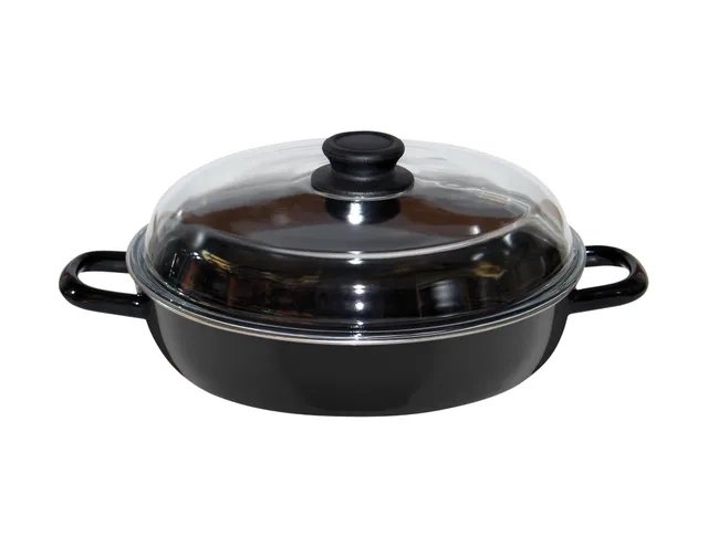 riess-schmorpfanne-schwarzemaille-28-cm-2-6-liter-mit-glasdeckel image 1