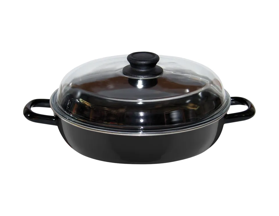 riess-schmorpfanne-schwarzemaille-28-cm-2-6-liter-mit-glasdeckel image 1