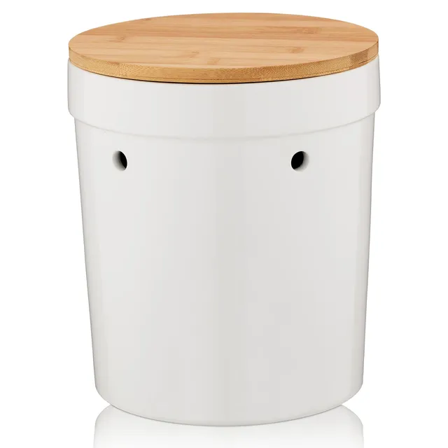 kela-salena-kartoffeltopf-20-cm-keramik-wei-mit-bambusdeckel image 1