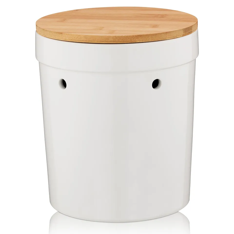 kela-salena-kartoffeltopf-20-cm-keramik-wei-mit-bambusdeckel image 1