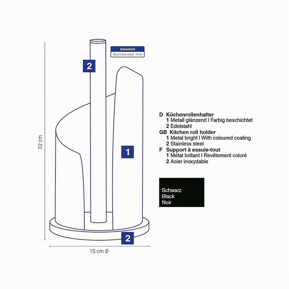 kela-k-chenrollenhalter-stella-schwarz-32-cm-edelstahl image 4