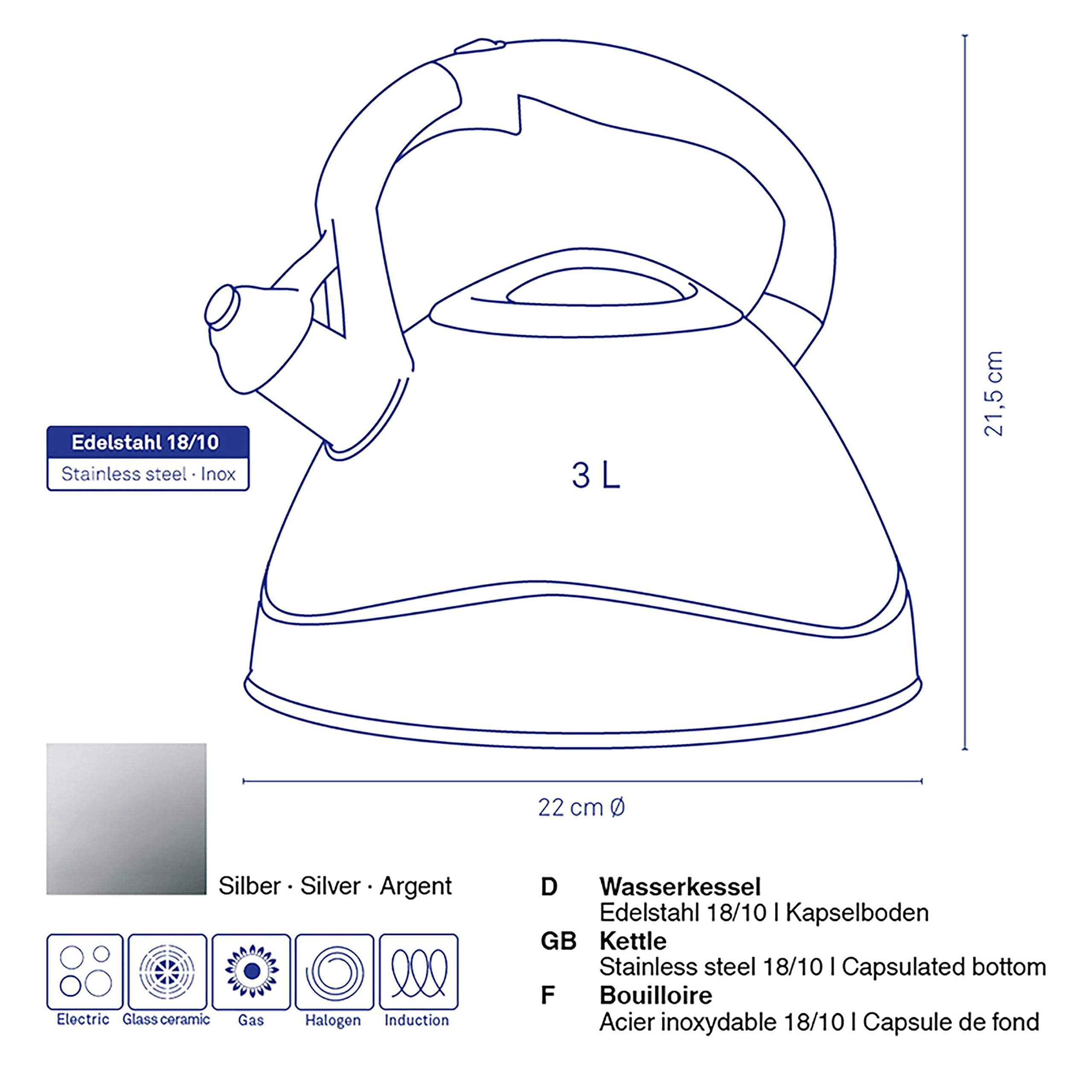 kela-varus-wasserkessel-induktion-3-liter-edelstahl-gl-nzend-mit-pfeifton image 3