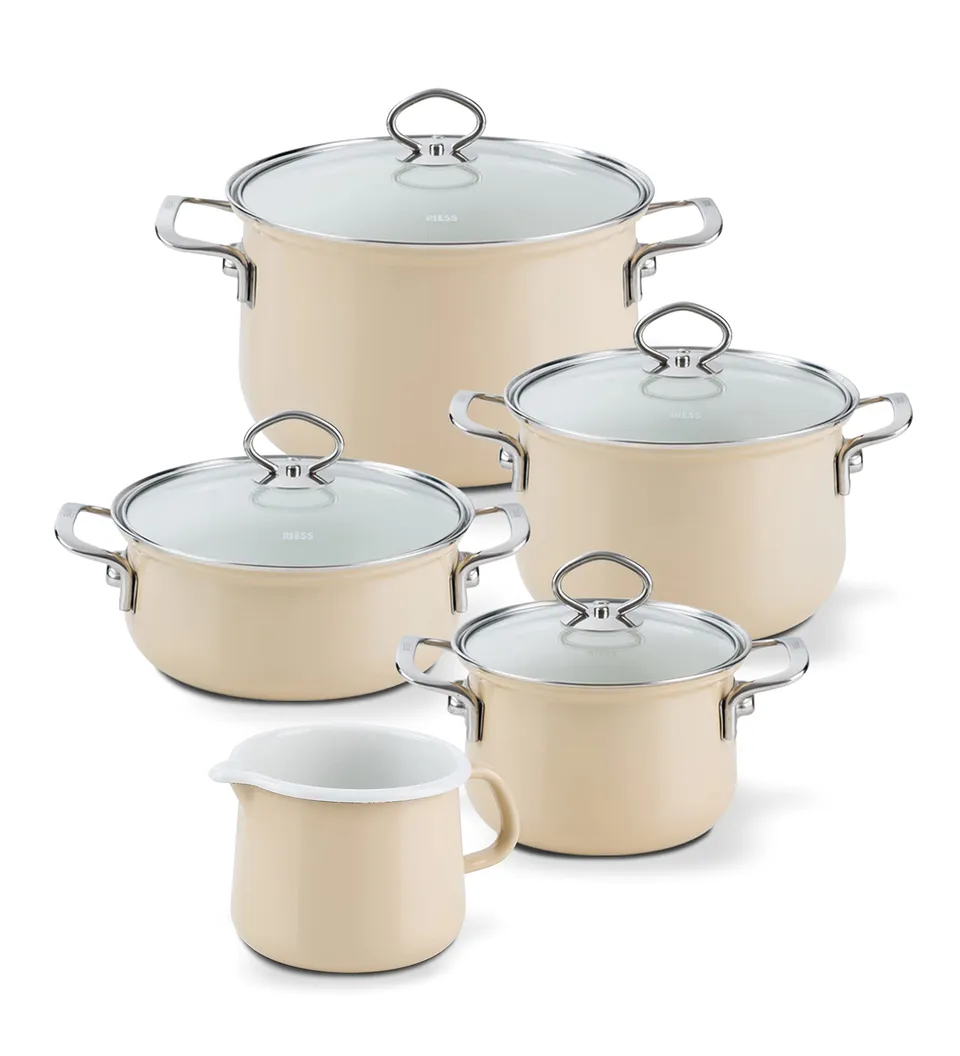 riess-nouvelle-cappuccino-topfset-5-teilig-emaille-beige image 1