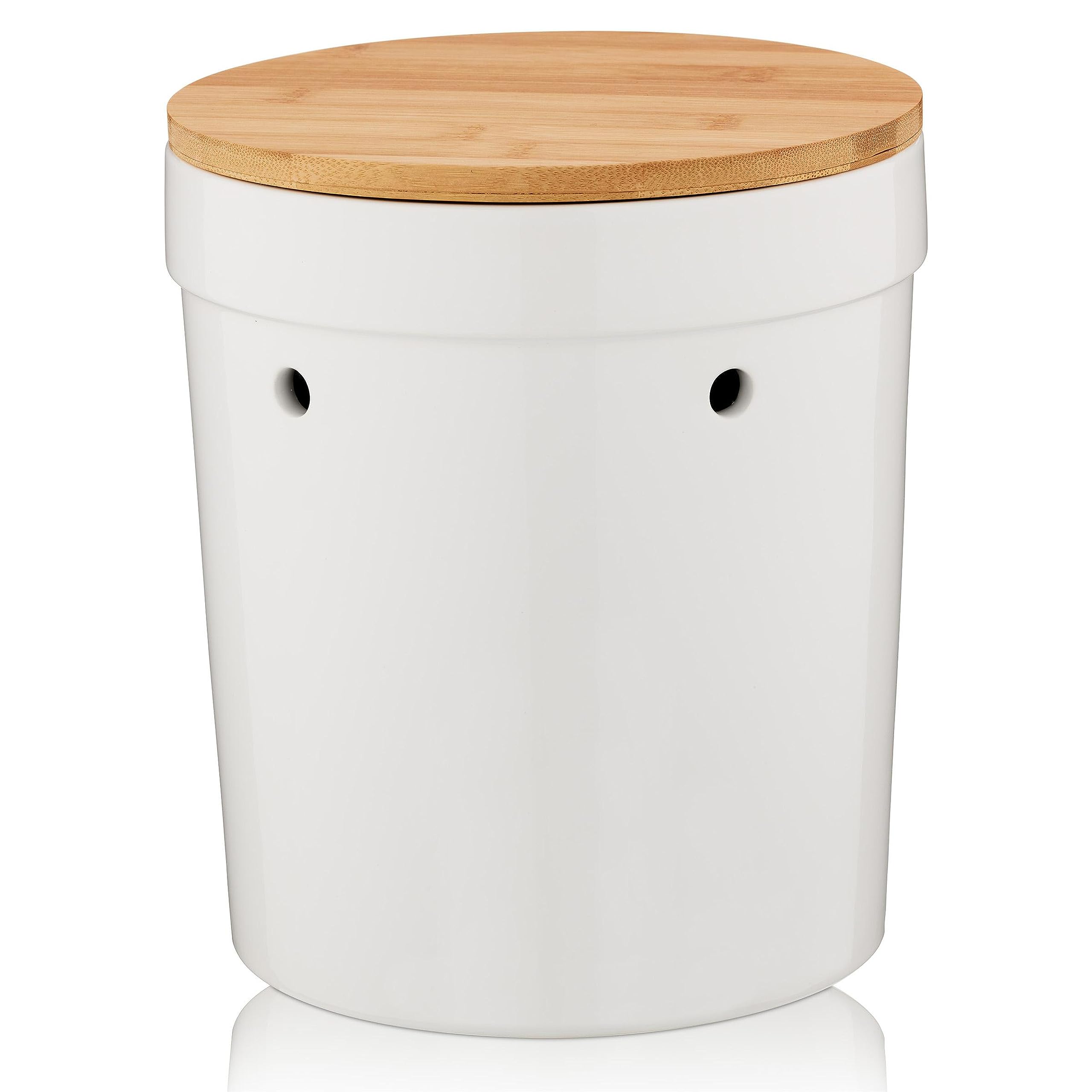 kela-salena-kartoffeltopf-20-cm-keramik-wei-mit-bambusdeckel image 1