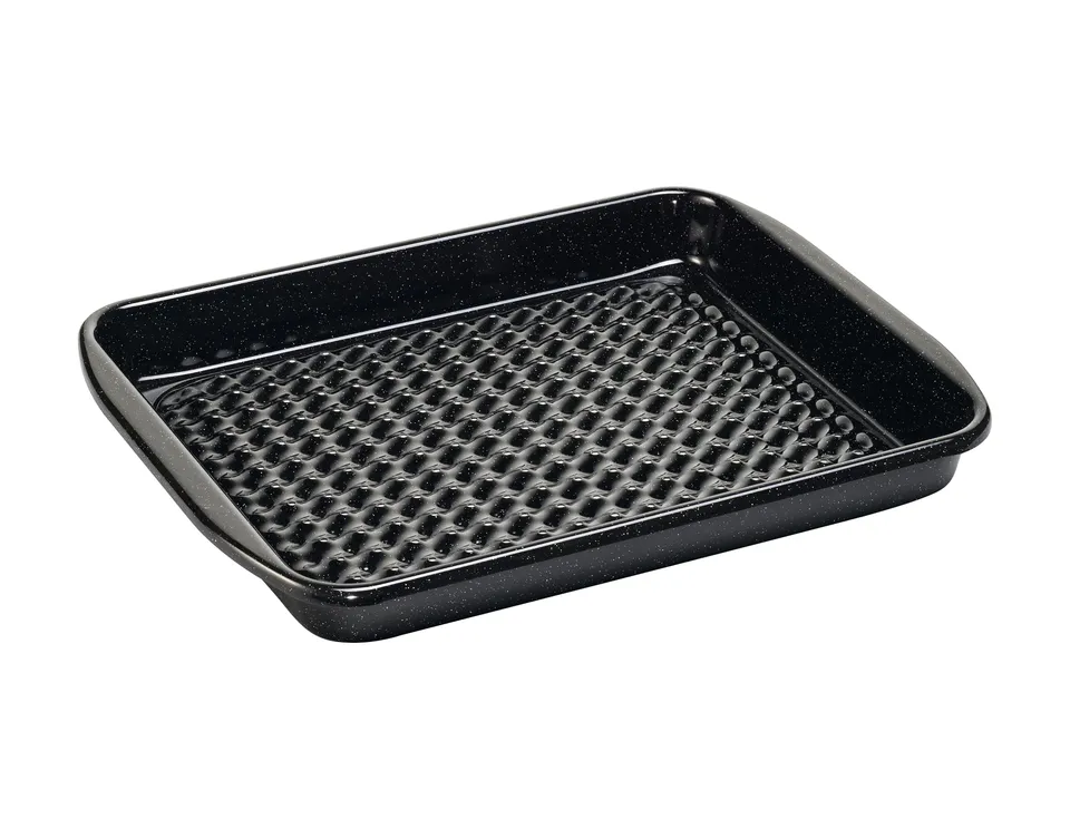 riess-classic-grilltasse-eckig-32-x-42-cm-emaille-schwarz-gelocht image 1