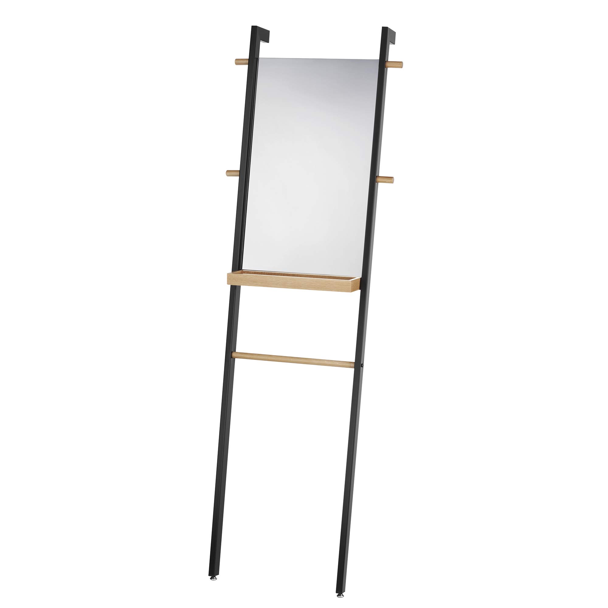 kela-oak-standspiegel-180-cm-schwarz-matt-mit-eichenholz image 1