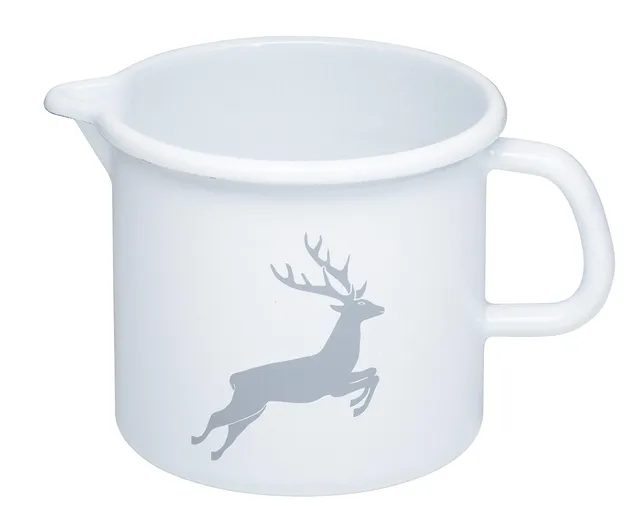riess-0040-067-schnabeltopf-12-cm-1-liter-wei-mit-hirsch-emaille image 1