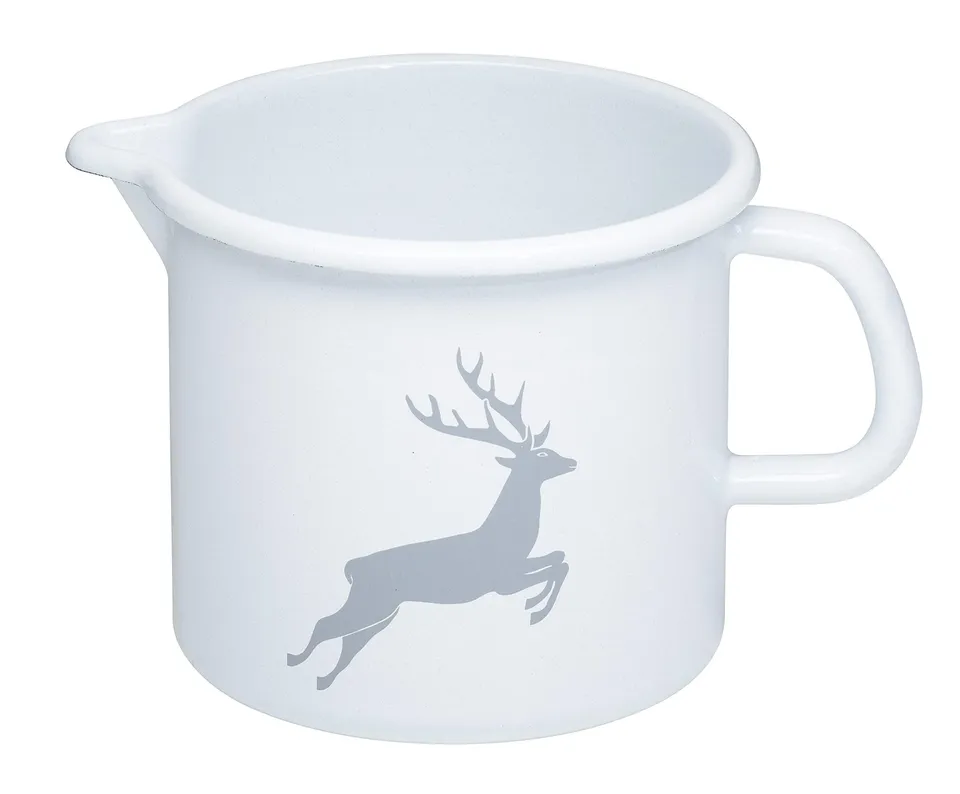 riess-0040-067-schnabeltopf-12-cm-1-liter-wei-mit-hirsch-emaille image 1