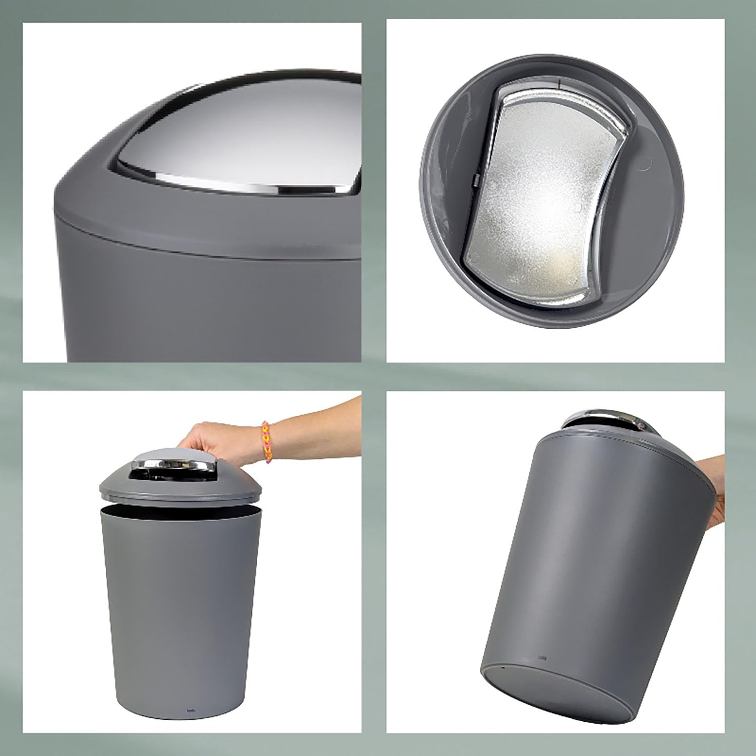 kela-marta-schwingdeckeleimer-5l-kosmetikeimer-grau-matt-kunststoff image 7