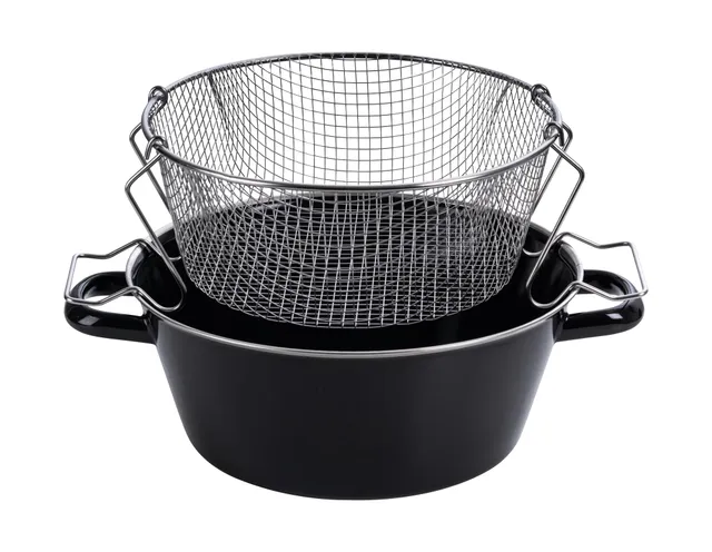 riess-pommes-frites-pfanne-20-cm-schwarzemaille-mit-frittier-einsatz-induktion image 1