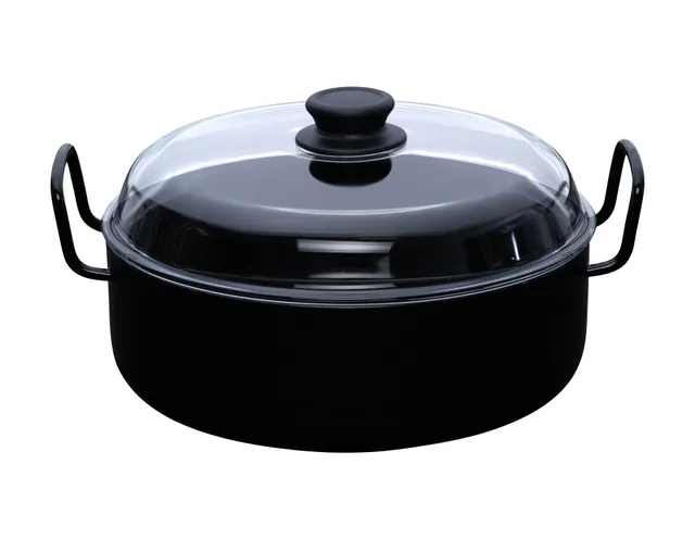 riess-classic-schmorpfanne-mit-glasdeckel-28-cm-schwarz-emaille image 1