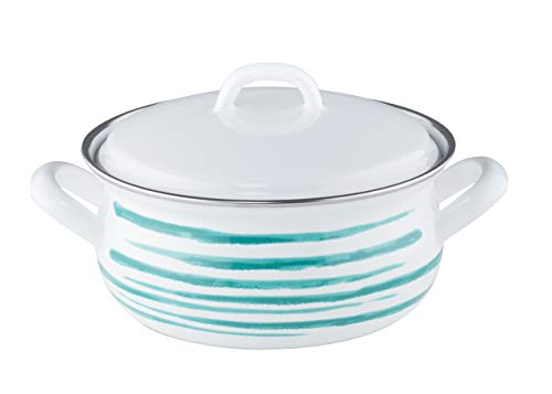 riess-0170-048-kasserolle-mit-deckel-country-gr-n-geflammt-18-cm-1-5-liter-weiss image 2