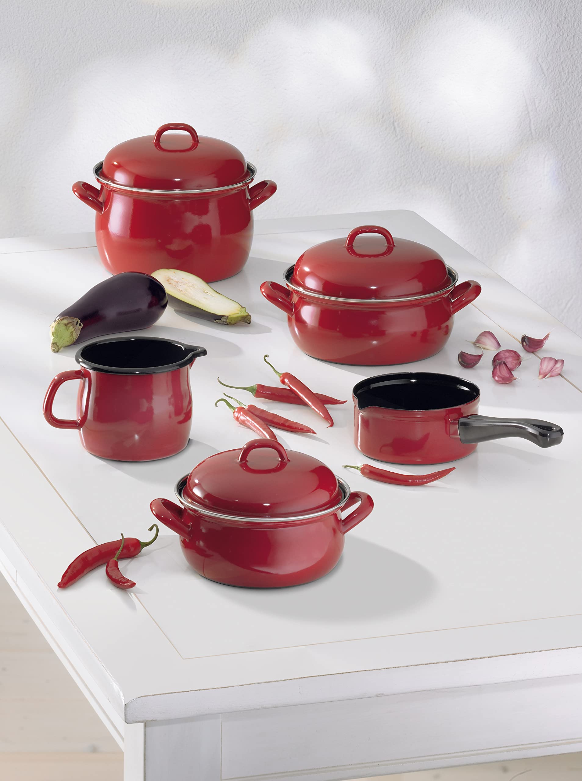 riess-ceramic-glas-red-kasserolle-mit-deckel-16-cm-1-l-emaille-rot image 2